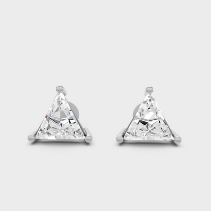 1.30 Ct Total Triangle Cut Lab-Grown Diamond Earrings 0.65 Ct Each In White Gold