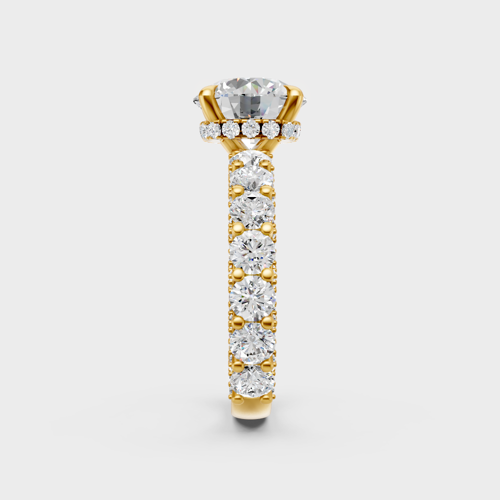 Sustainable yellow gold solitaire with a Gli-certified round-cut lab-grown diamond