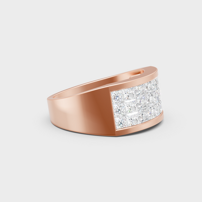9K Rose Gold Princess-Cut Lab-Grown Diamond Men's Band With Hallmark Quality