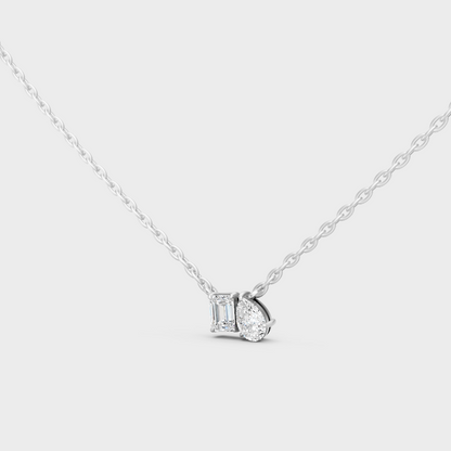 GLI Certified Toi-Et-Moi Diamond Necklace 0.96 Ct White Gold