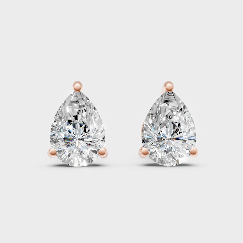 3.50 Ct Total Pear Cut Lab-Grown Diamond Earrings 1.75 Ct Each In Rose Gold
