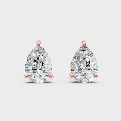 3.50 Ct Total Pear Cut Lab-Grown Diamond Earrings 1.75 Ct Each In Rose Gold