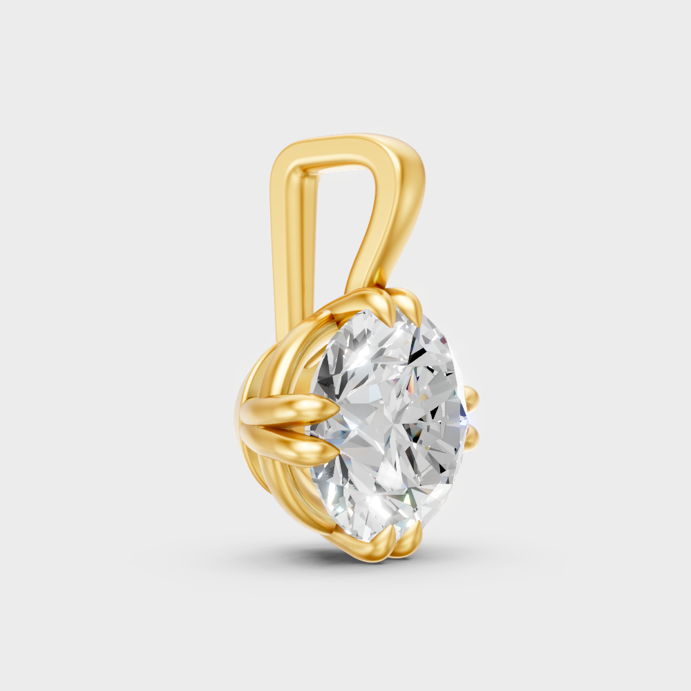 Luxury 1 Ct Lab Diamond Pendant In Yellow Gold