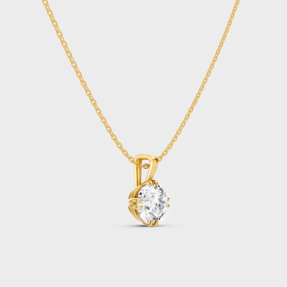 Certified Round Diamond Pendant Necklace Yellow Gold
