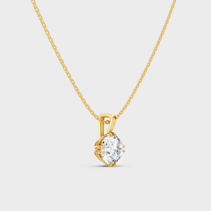 Certified Round Diamond Pendant Necklace Yellow Gold