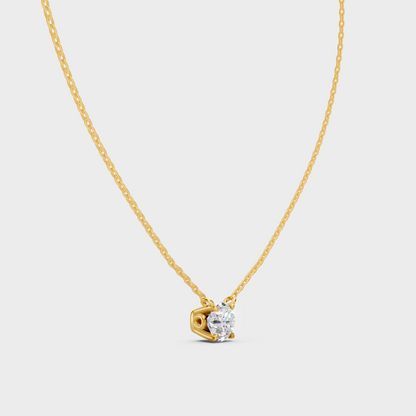 Sustainable 1ct Round Diamond Pendant 18K Yellow Gold Luxury