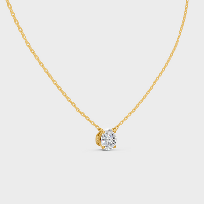 Certified Round Lab Diamond Pendant Necklace Yellow Gold