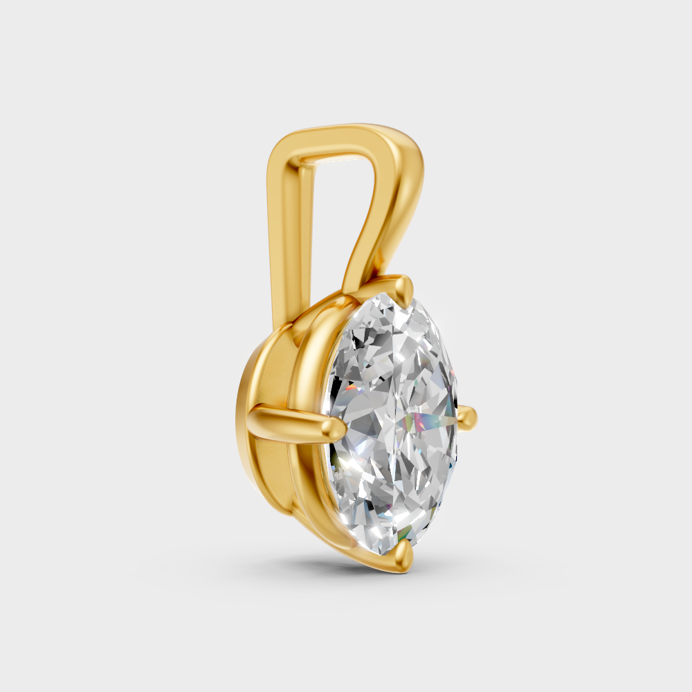 Luxury Oval Diamond Pendant Yellow Gold Fine Jewelry
