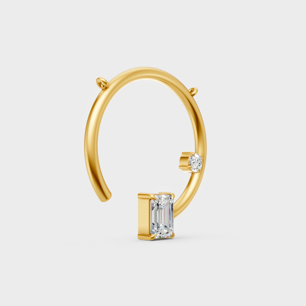 Luxury Emerald & Round Cut Lab-Grown Diamond Pendant In Yellow Gold