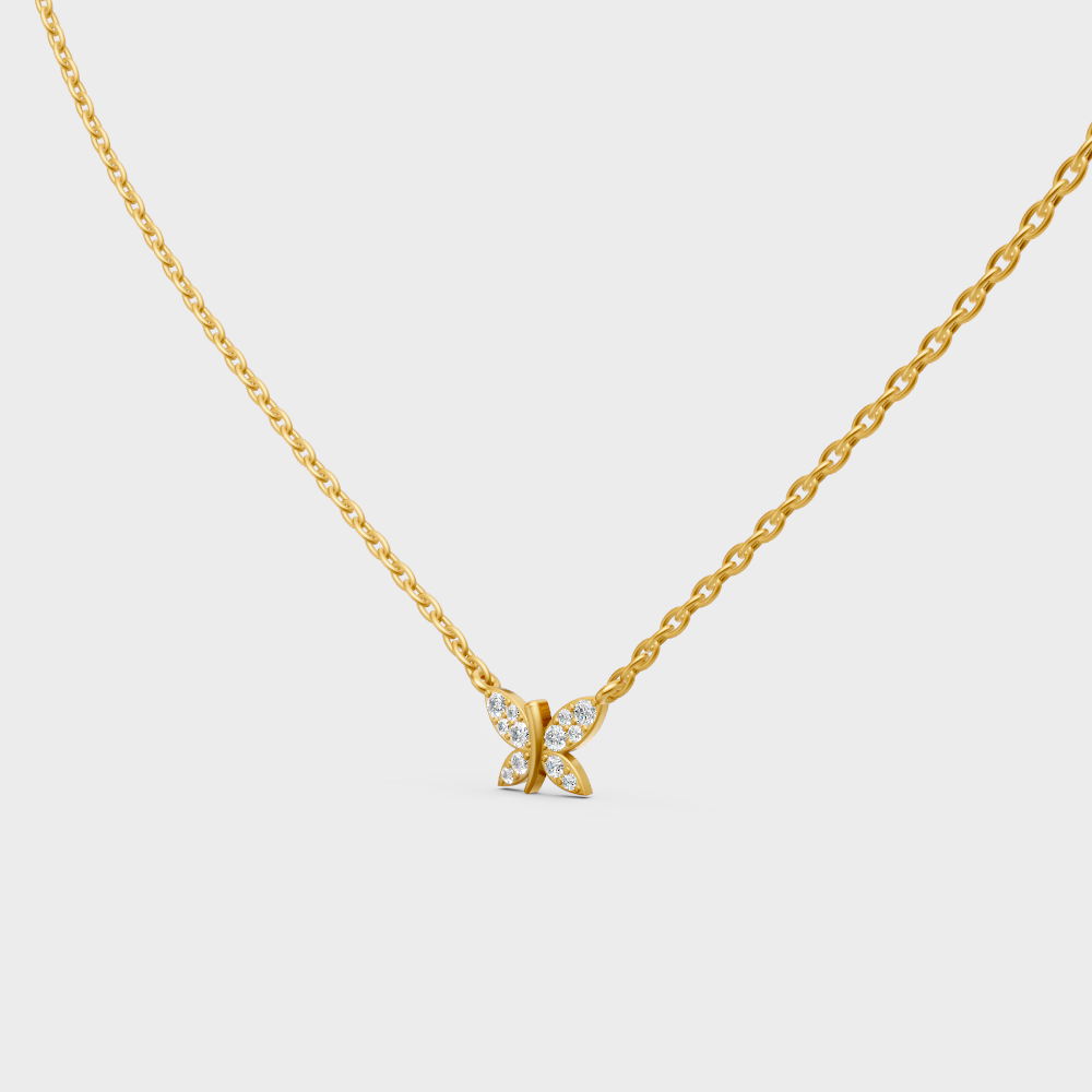 Minimal Round Cut Lab-Grown Diamond Pendant Yellow Gold