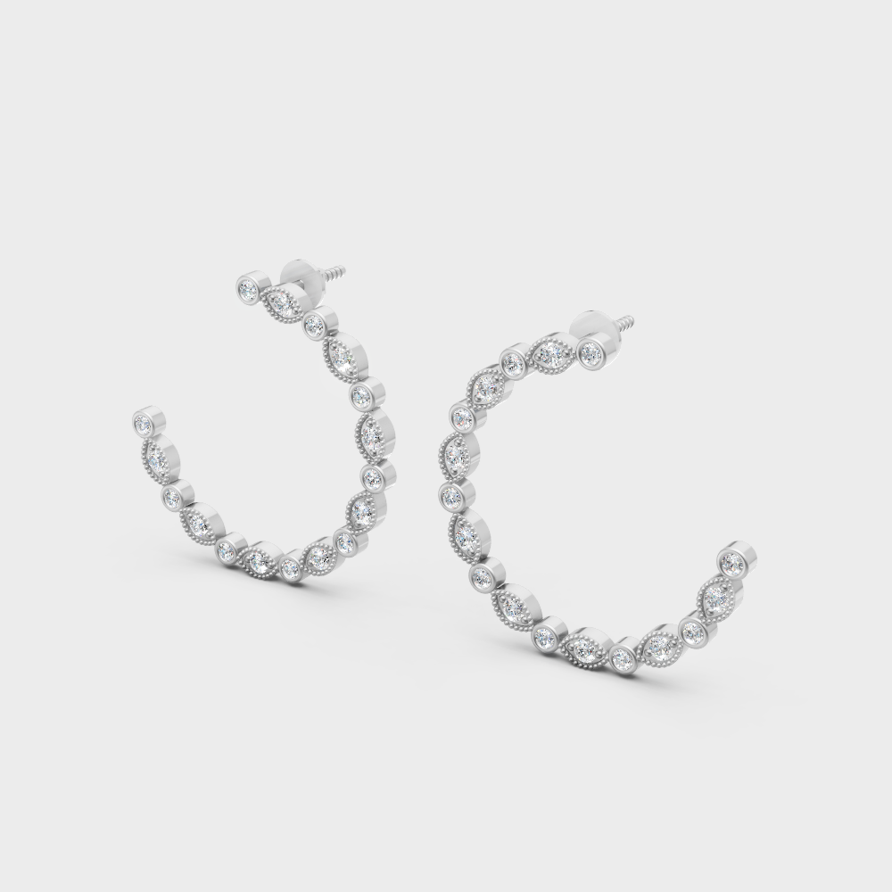 Premium 950 platinum hoop earrings with GLI-certified lab-grown diamonds