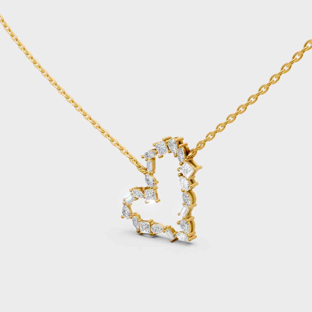 Luxury Multi-Shape Lab-Grown Diamond Necklace Yellow Gold
