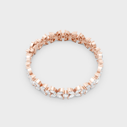 Hallmark Gold Marquise Round Diamond Bracelet Rose Gold