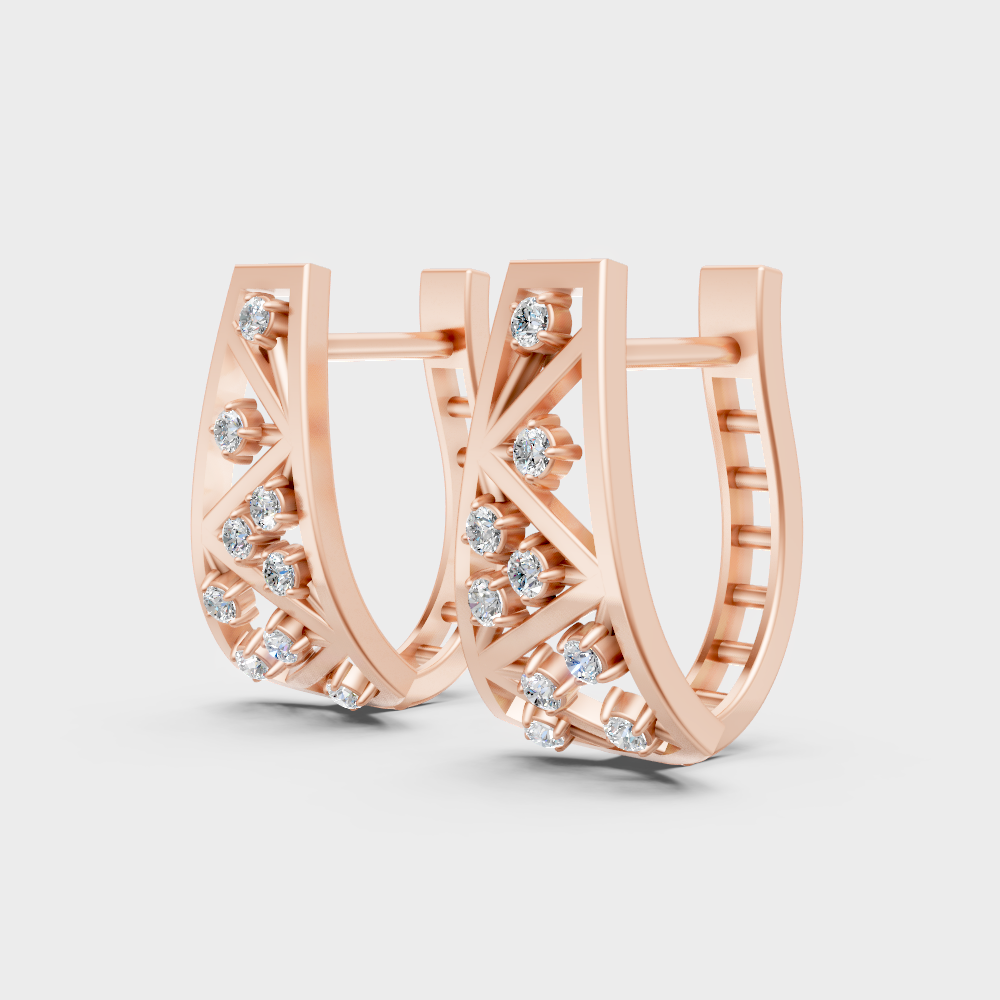 Elegant Rose Gold Lab-Grown Diamond Hoop Earrings 0.14 Ct Each