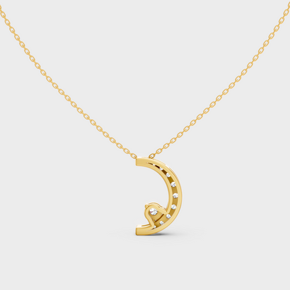 Ethical Lab-Grown Round Diamond Pendant With Chain In Yellow Gold