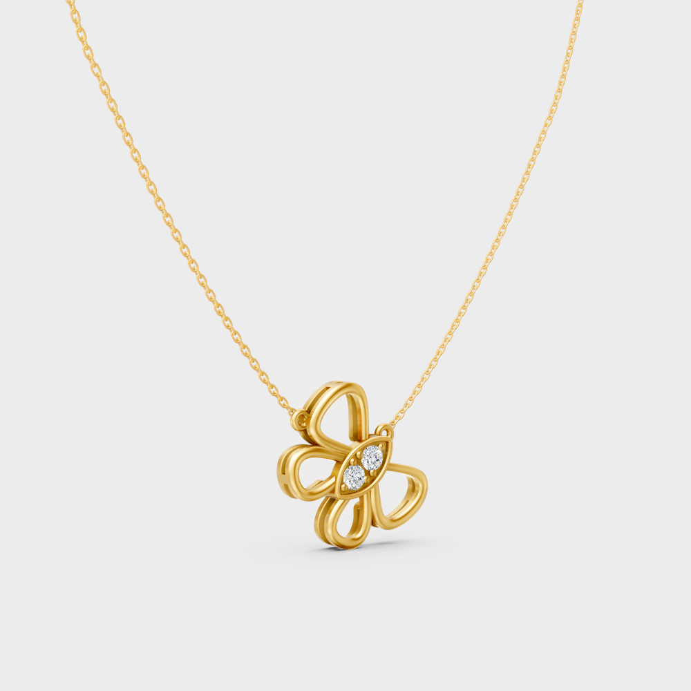 GLI Certified 0.16 Ct Round Lab-Grown Diamond Necklace Yellow Gold