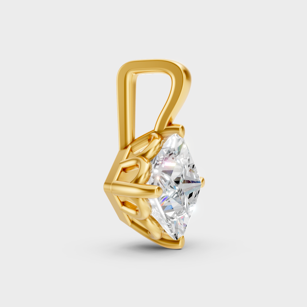 Sustainable Yellow Gold Pendant With A Large Certified Princess Lab Diamond