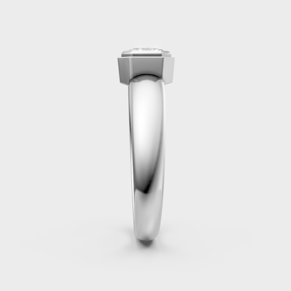 14K white gold emerald-cut lab-grown diamond solitaire with hallmark gold