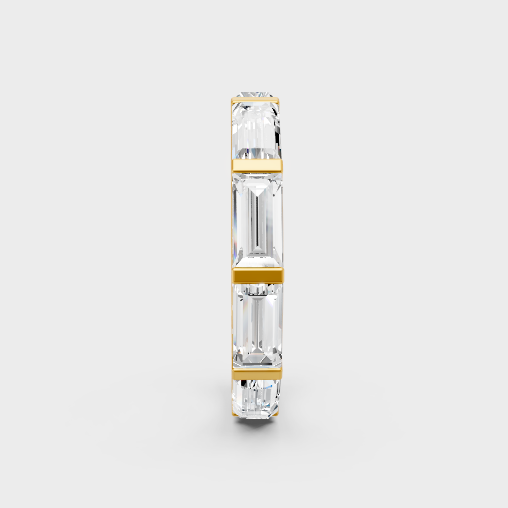 Radiant Yellow Gold Statement Band With Certified Full Eternity Baguette Diamonds