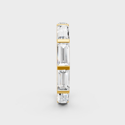 Radiant Yellow Gold Statement Band With Certified Full Eternity Baguette Diamonds