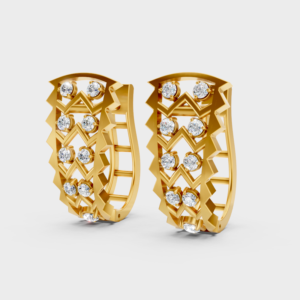 Luxury Yellow Gold Lab-Grown Diamond Hoop Earrings 0.26 Ct Each