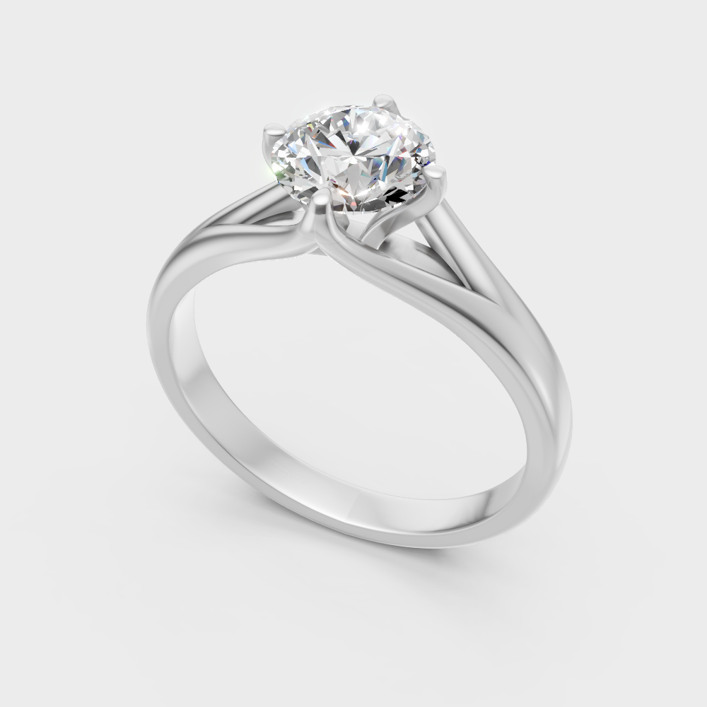 Sleek White Gold Solitaire Ring Featuring A Igi Certified Round Lab Diamond