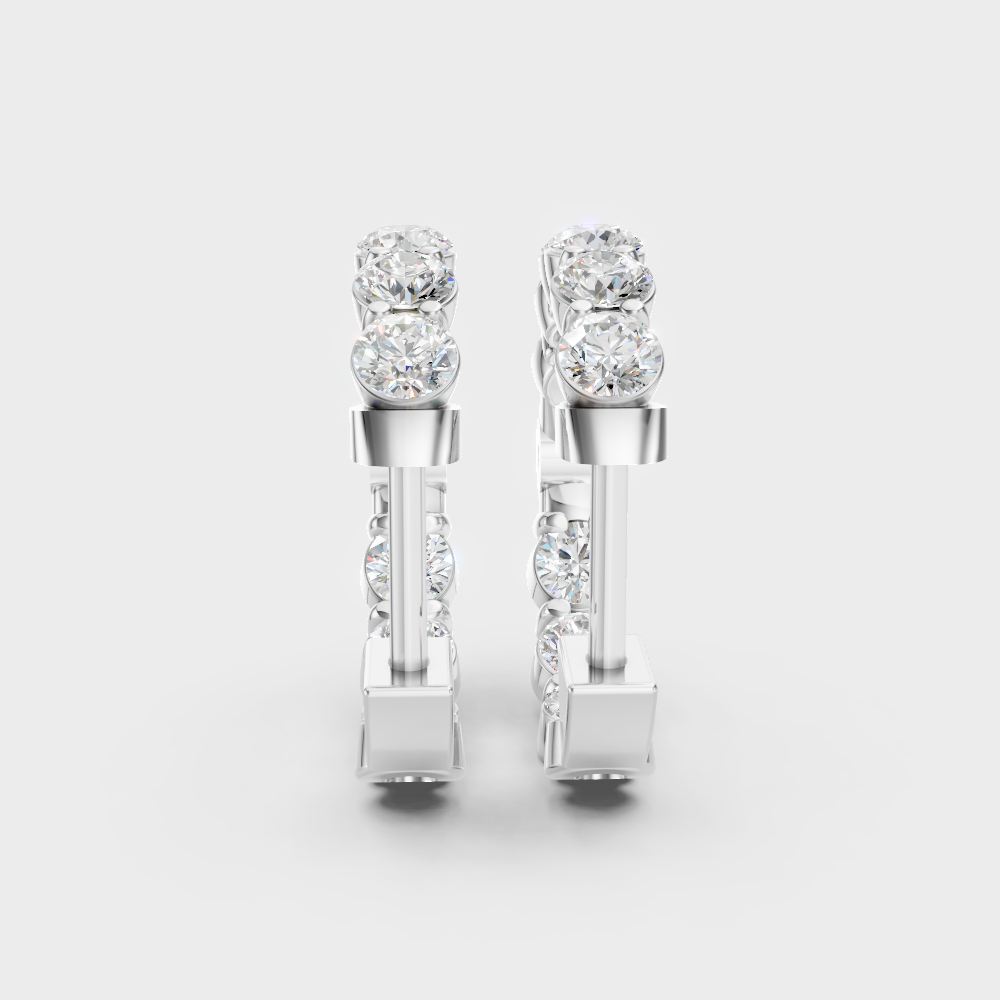 Modern Diamond Hoop Earrings In Platinum 950 Radiant Brilliance