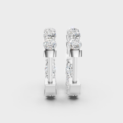 Modern Diamond Hoop Earrings In Platinum 950 Radiant Brilliance