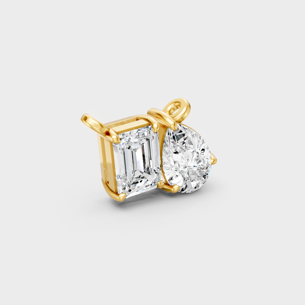 Sustainable Yellow Gold Pendant With Gli Certified Two-Stone Lab-Grown Diamonds
