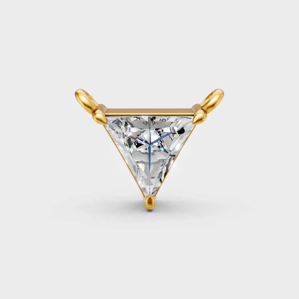 GLI Certified Triangle Cut Lab-Grown Diamond Pendant In Hallmark Yellow Gold