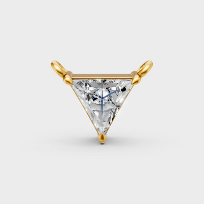 GLI Certified Triangle Cut Lab-Grown Diamond Pendant In Hallmark Yellow Gold