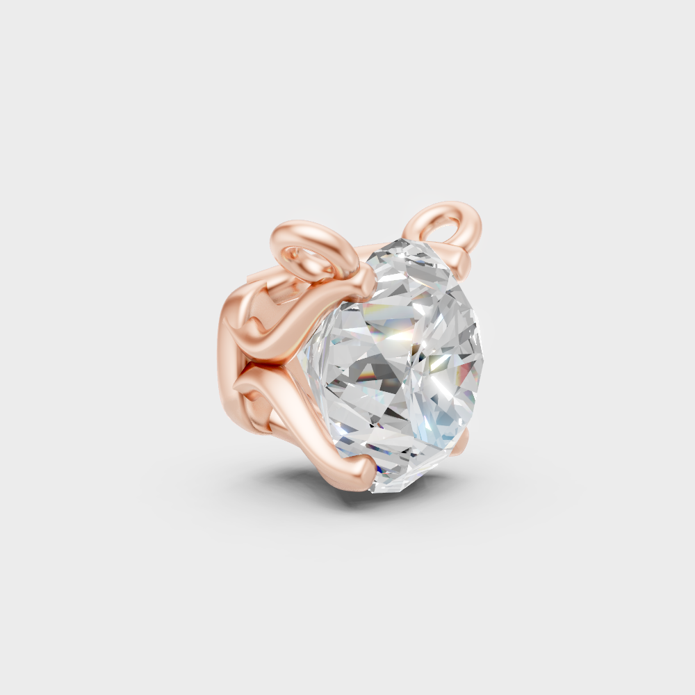 Luxury Round Cut Diamond Pendant Rose Gold