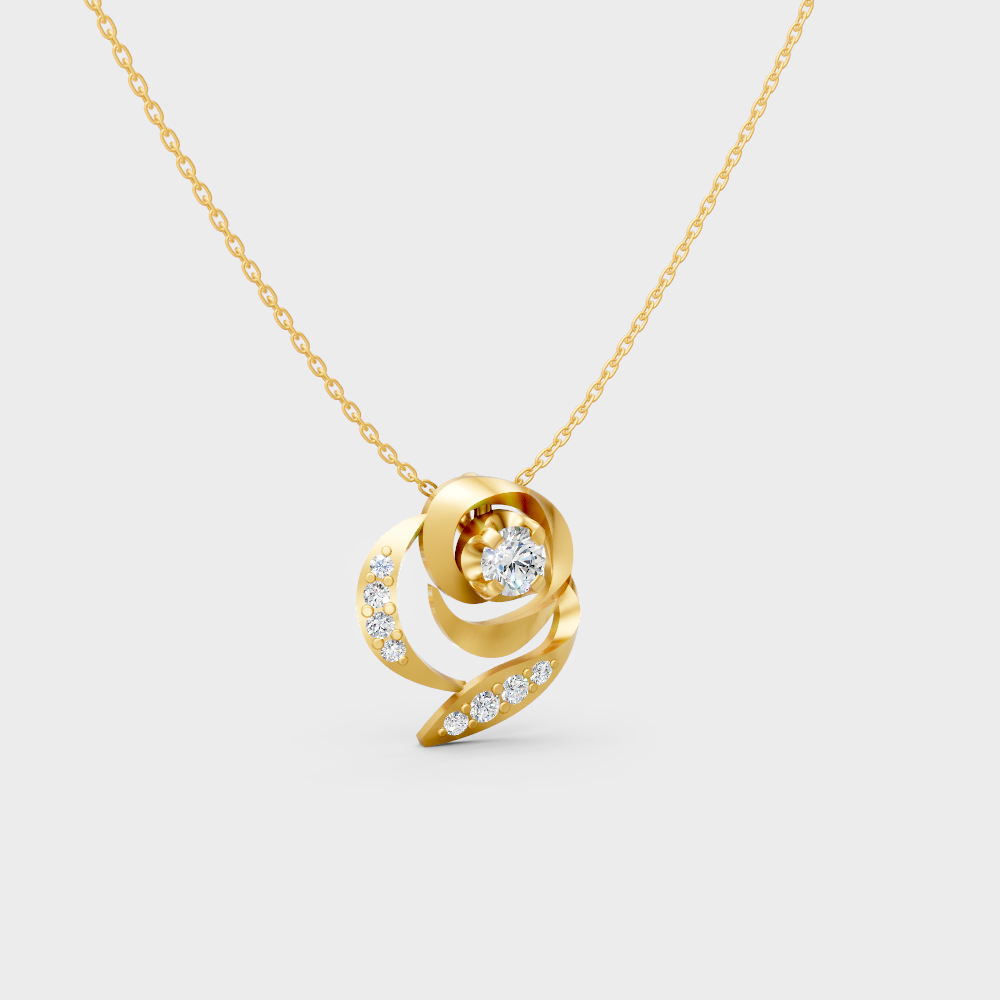 GLI Certified 0.35 Ct Round Lab-Grown Diamond Necklace Yellow Gold