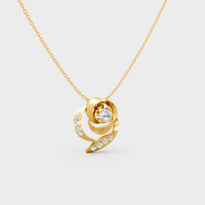 GLI Certified 0.35 Ct Round Lab-Grown Diamond Necklace Yellow Gold