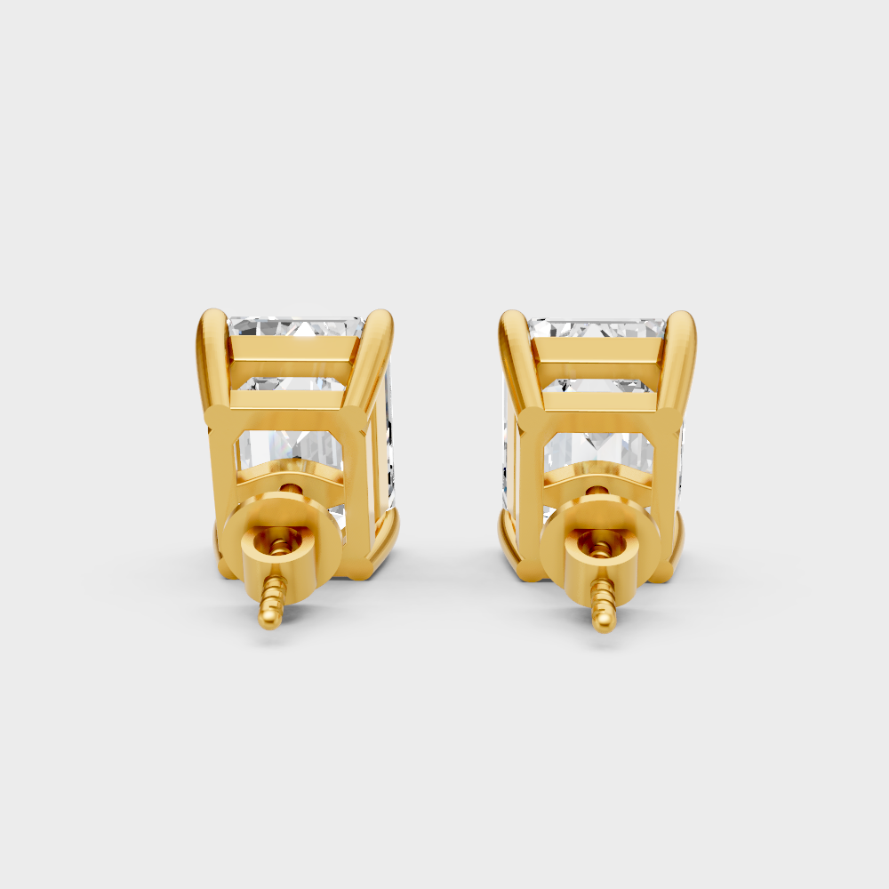 Ethical Lab-Grown Emerald Diamond Earrings Yellow Gold