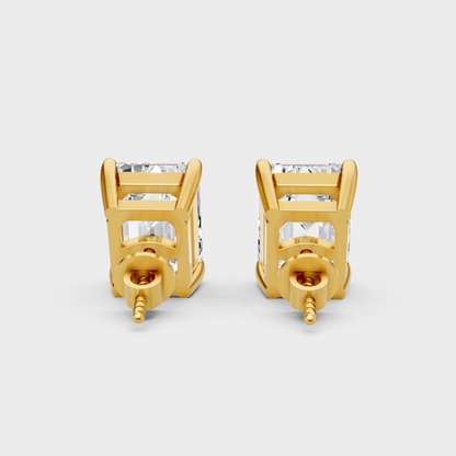 Ethical Lab-Grown Emerald Diamond Earrings Yellow Gold