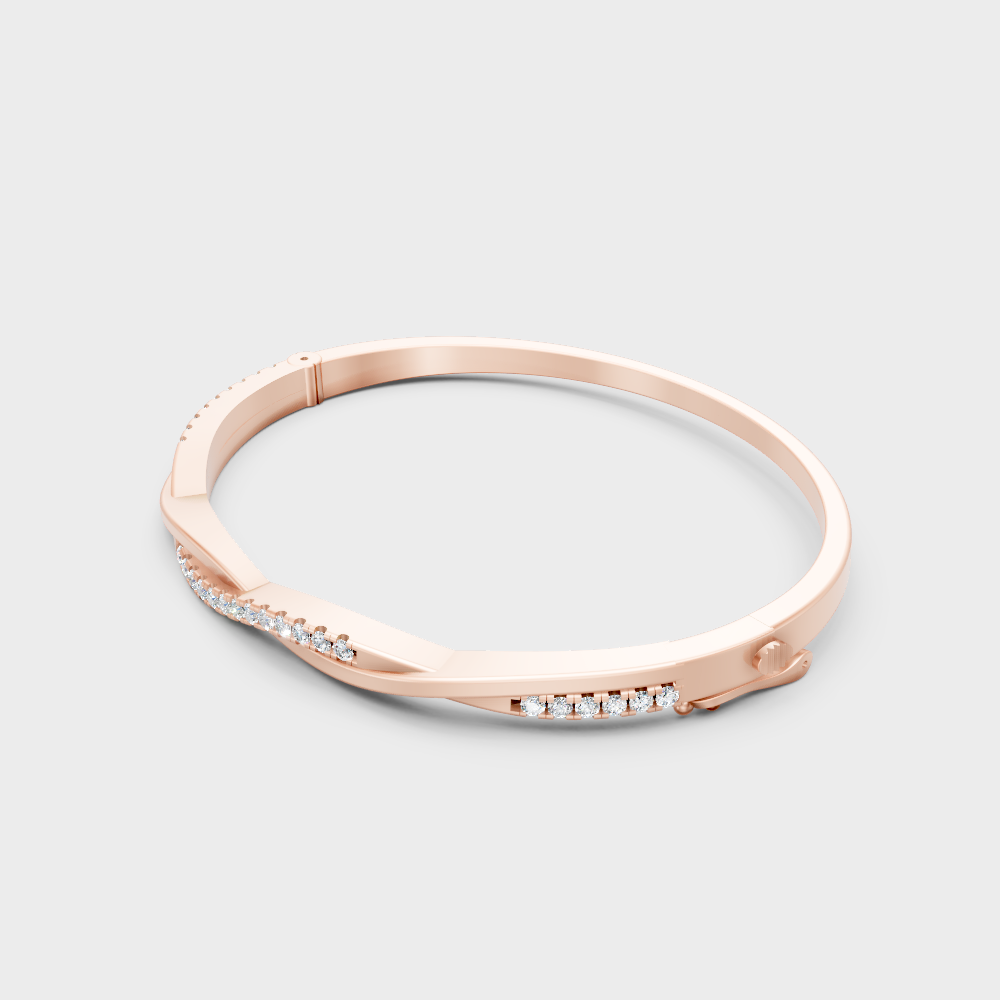 Hallmark Gold Lab Diamond Kada Bracelet Rose Gold