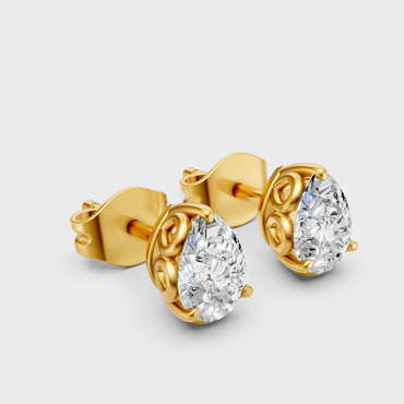 1 Ct Total Lab Diamond Stud Earrings Hallmark Yellow Gold