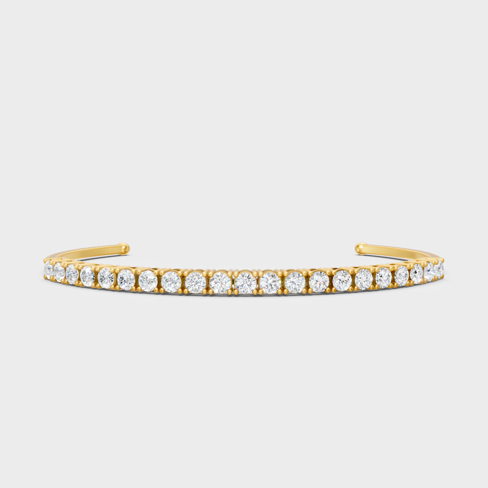 2.31 Ct Round Cut Lab-Grown Diamond Open Bracelet Yellow Gold