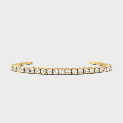 2.31 Ct Round Cut Lab-Grown Diamond Open Bracelet Yellow Gold