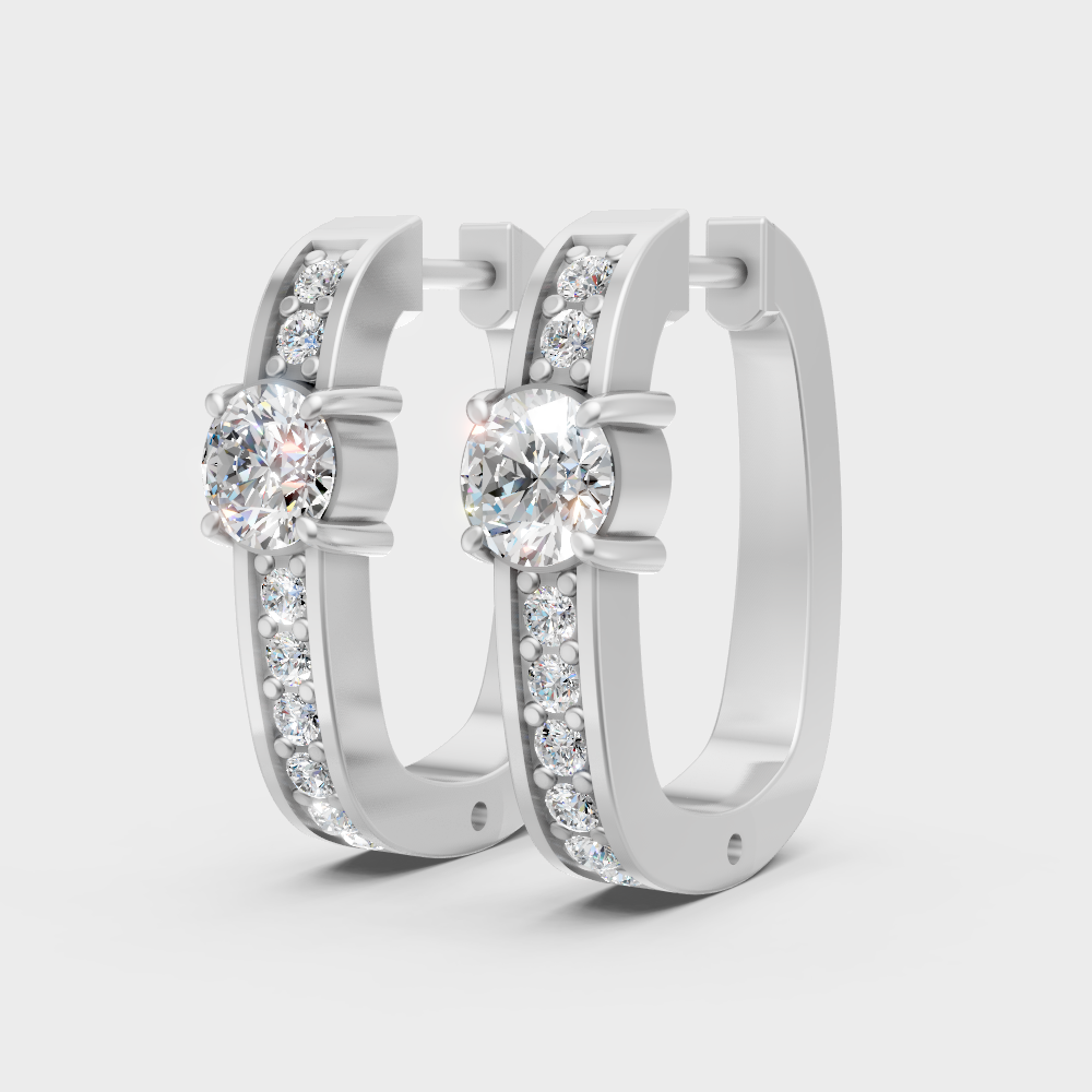 Premium 950 platinum hoop earrings round-cut lab-grown diamonds