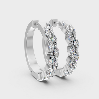 Premium 950 platinum hoop earrings with GLI-certified marquise-cut lab diamonds