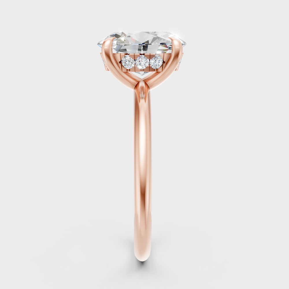  High-Polish Rose Gold 2.59 Carat Oval Lab Diamond Ring For Maximum Sparkle