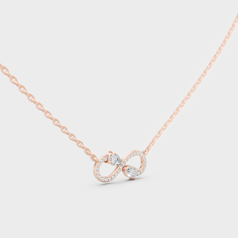 GLI Certified 0.71 Carat Pear Round Diamond Infinity Necklace Rose Gold