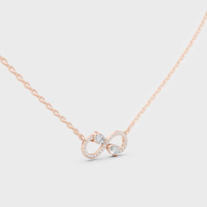 GLI Certified 0.71 Carat Pear Round Diamond Infinity Necklace Rose Gold
