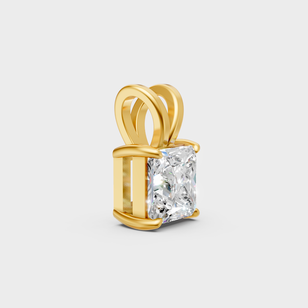 Sustainable Yellow Gold Pendant With Gli Certified Princess-Cut Lab-Grown Diamonds