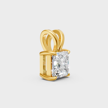 Sustainable Yellow Gold Pendant With Gli Certified Princess-Cut Lab-Grown Diamonds