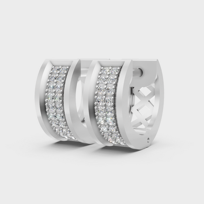 Ethical Lab Grown Diamond Men’s Hoop Earrings In Platinum 950 Luxury Style