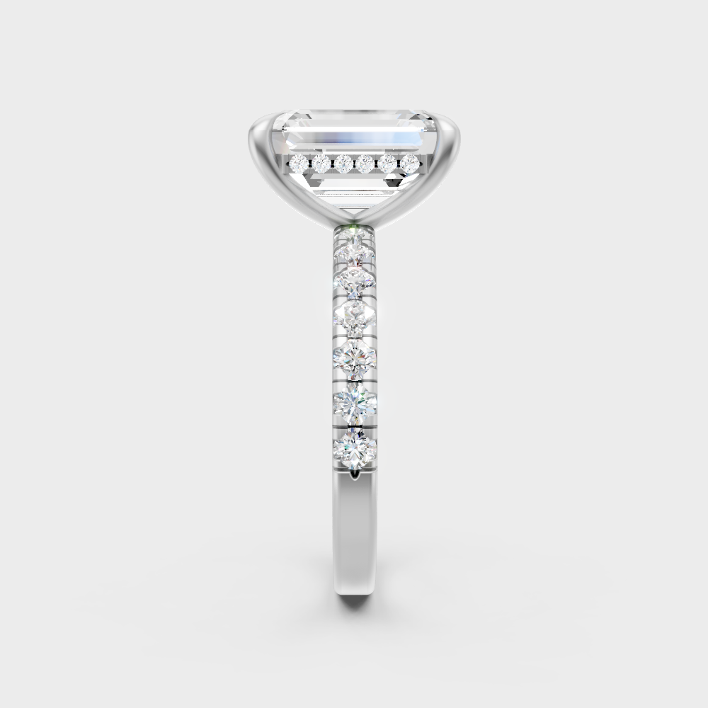High-Polish 950 Platinum Emerald Lab Diamond Hidden Halo Ring For Maximum Brilliance
