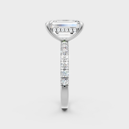 High-Polish 950 Platinum Emerald Lab Diamond Hidden Halo Ring For Maximum Brilliance